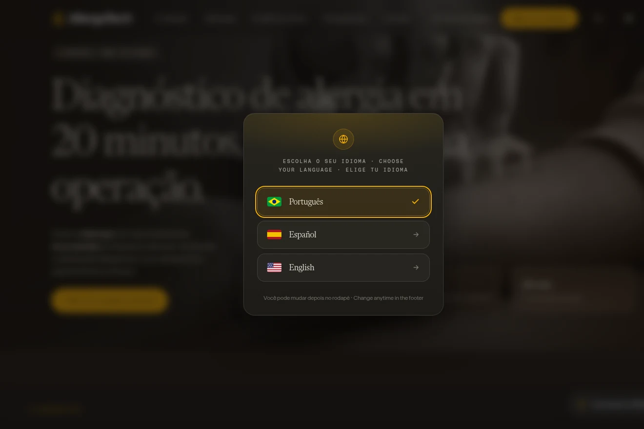 Página inicial do site da AllergoTech