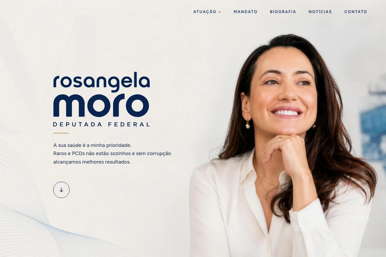 Página inicial do site da deputada Rosangela Moro.